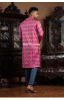 Men Pink Color Chevron Printed Straight Punjabi (NS87)